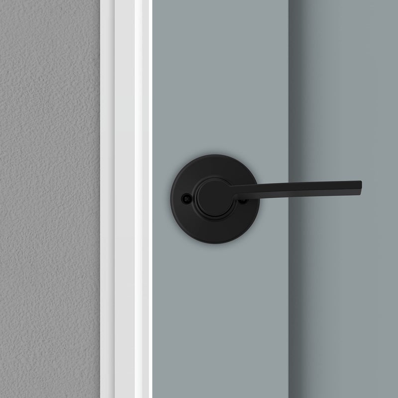 Kwikset Ladera Dummy Door Handle  Single Sided Lever for Closets  French Double Doors  and Pantry  Matte Black Non-Turning Right Handed Interior Push/Pull Lever - Image 3
